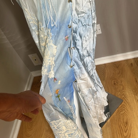 Voyage 1990’s Size 12 Long Maxi 100% Silk Mesh Chantilly Lace Low Waist Skirt - Picture 2 of 11